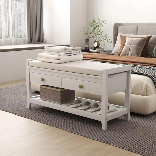 Shoe Storage Bench with Cushioned Seat - Housestylz.com