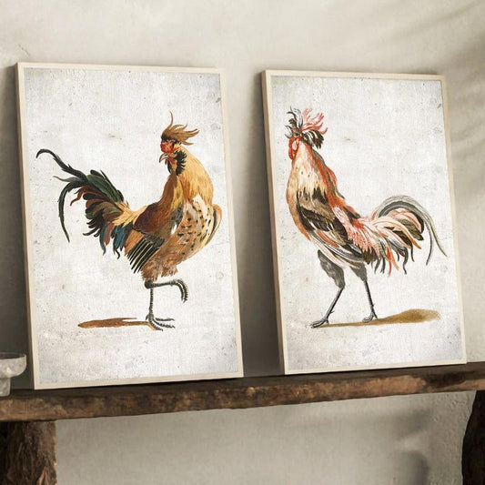 Rustic Roosters Vintage Canvas Print - Housestylz.com